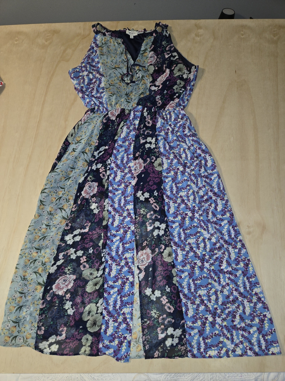 Umgee Boho Floral Patchwork Maxi Dress - Size M